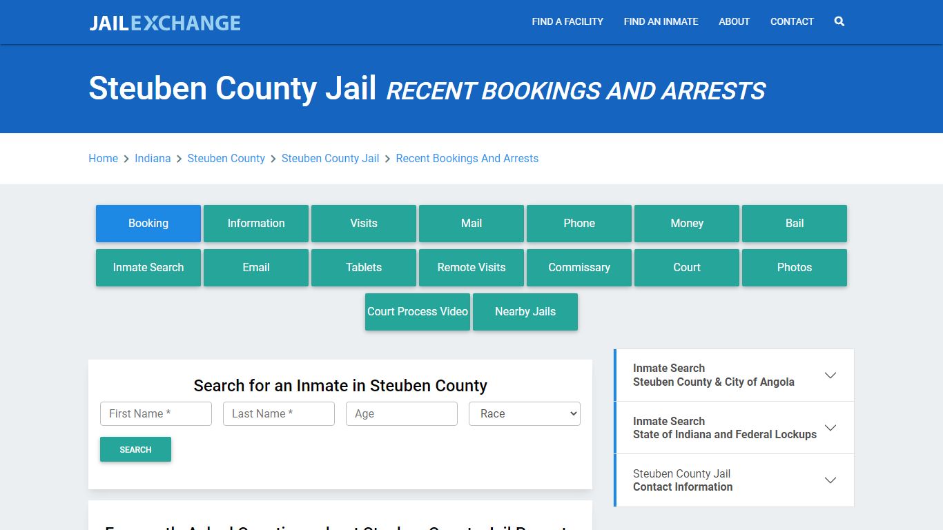 Steuben County Jail Recent Bookings And Arrests - Jail Exchange