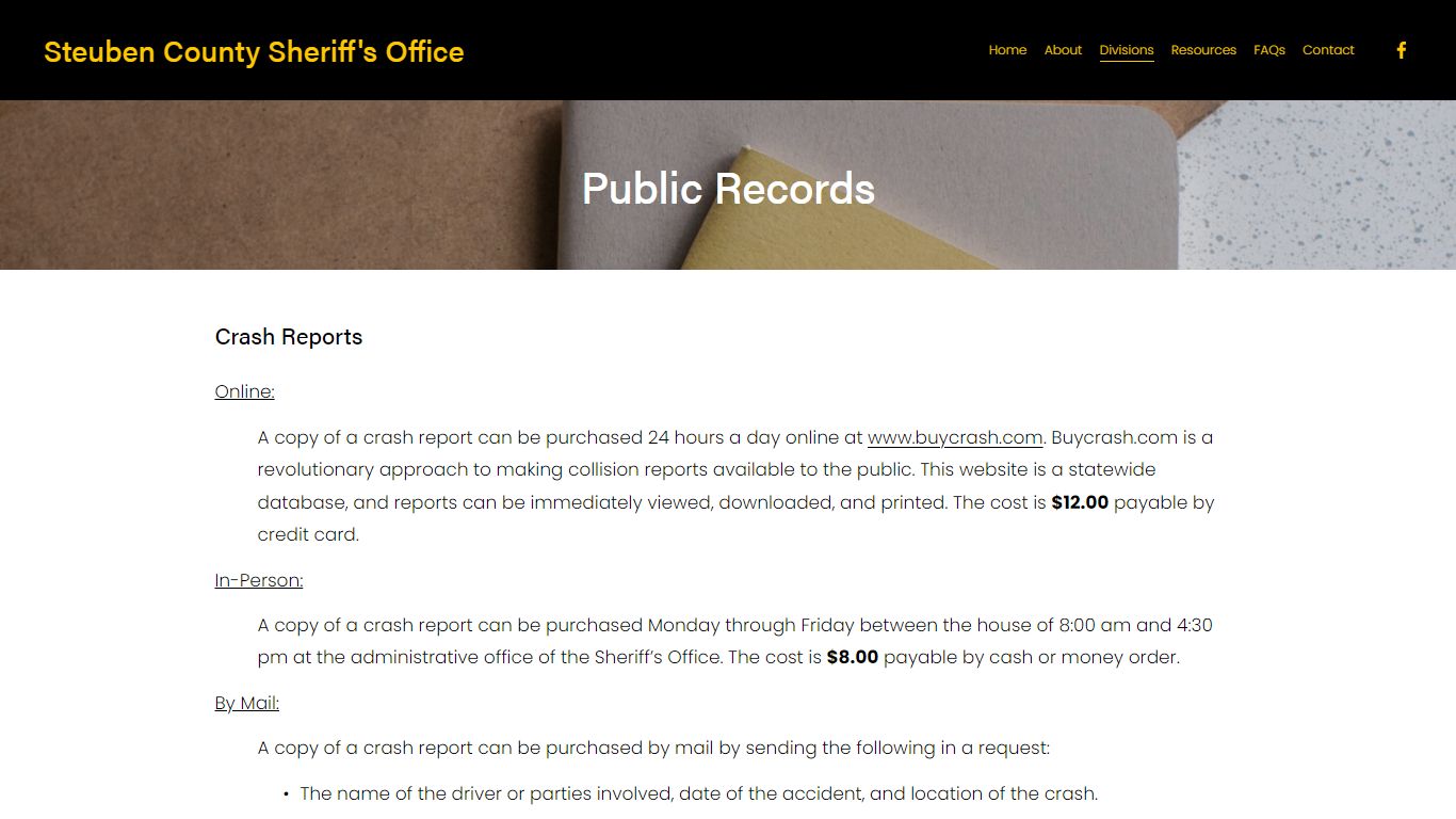 Public Records - Steuben County Sheriff's Office