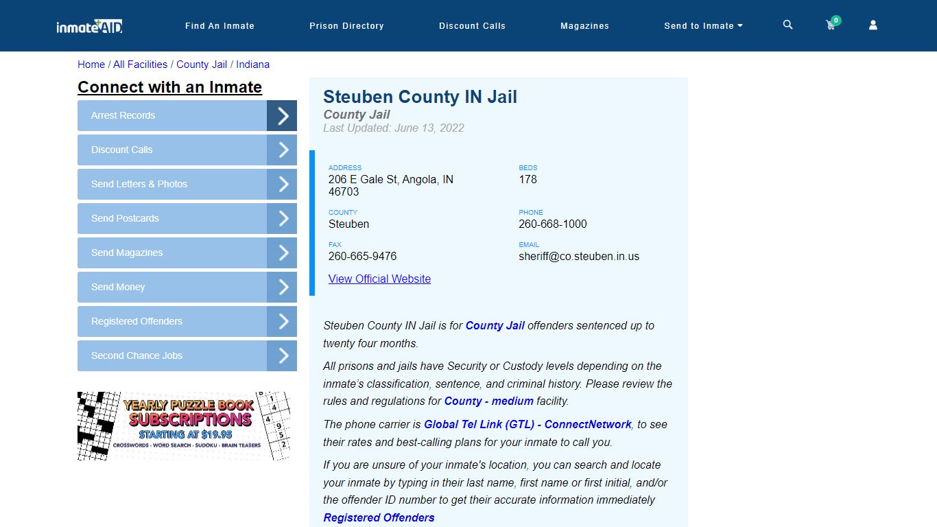 Steuben County IN Jail - Inmate Locator